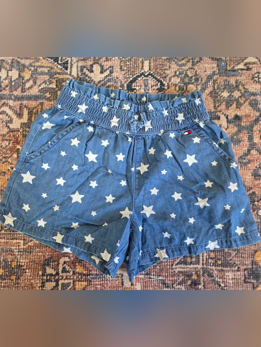 Tommy Hilfiger Light Denim Star-Print Shorts